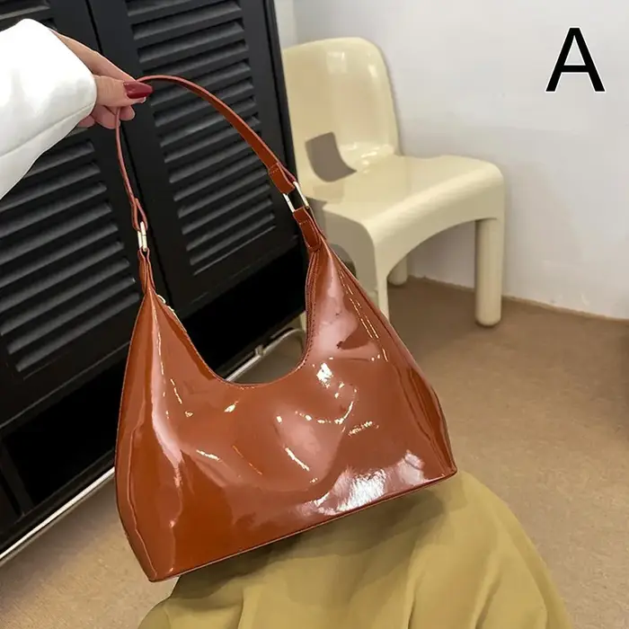 Sac à bandoulière Vintage brillant en cuir PU pour femmes, sacoche solide, sac à bandoulière Texture