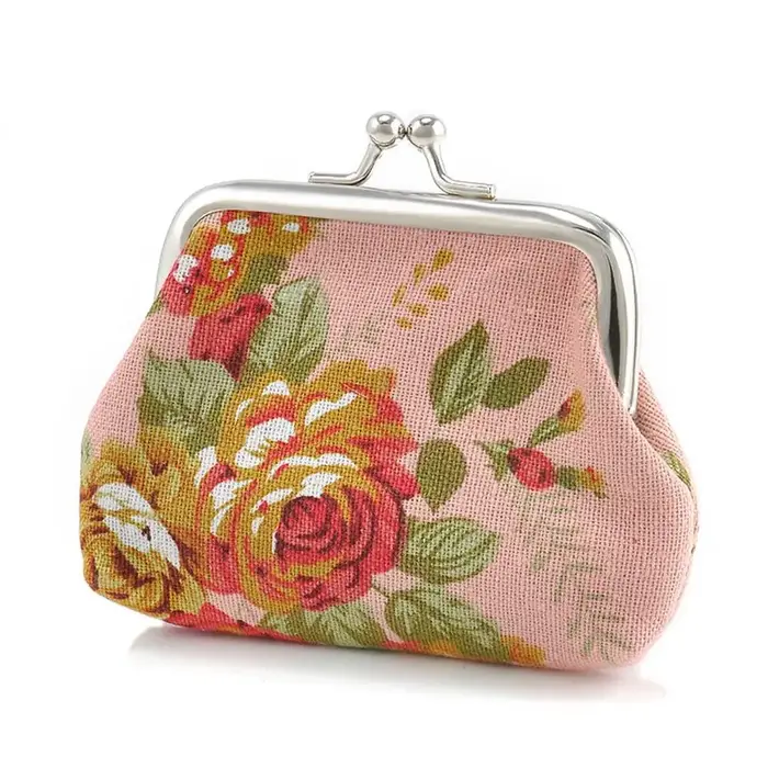 Floral Lady Mini moraillon rétro pochette porte-monnaie petit portefeuille porte-carte de crédit