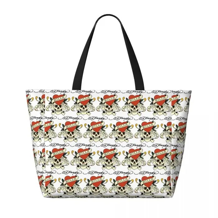 Ed Hardy Love Kills Slowly Beach Tote Bag Sport Gym Yoga Duffle Grand sac fourre-tout pour femme Sac de voyage Sac de fitness
