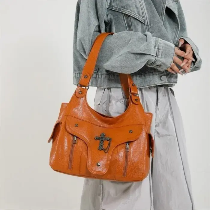 Sac fourre-tout rétro croisé pour femmes