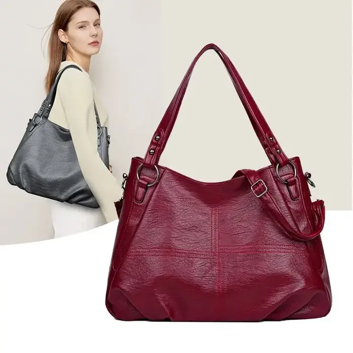Sac à bandoulière en cuir souple grande capacité pour femme – Nouvelle collection tendance