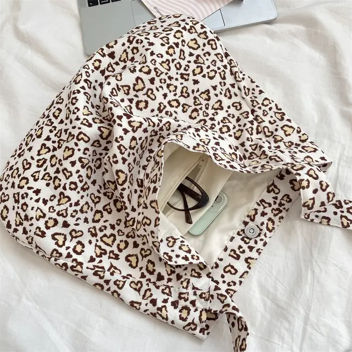 Sac à bandoulière en toile léopard rétro artistique pour femmes