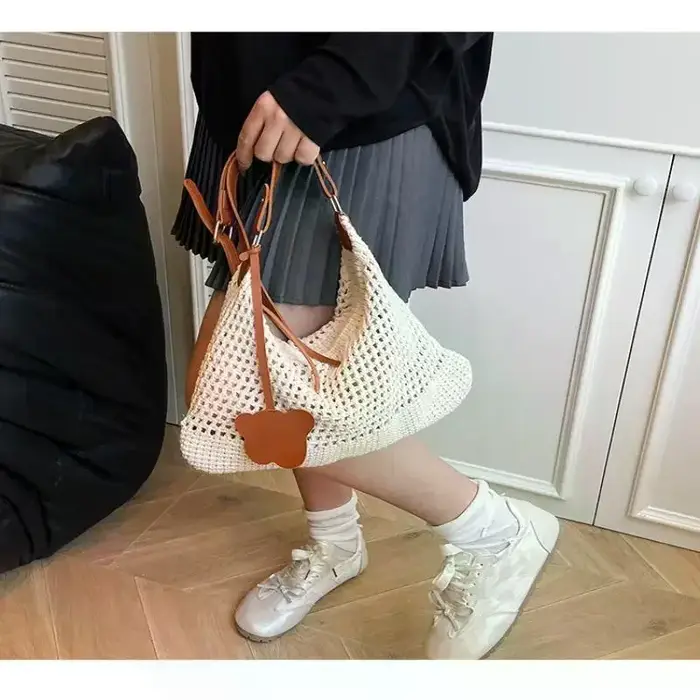 Sac de voyage tissé à la main, sac à bandoulière de plage, sac fourre-tout d'été, pour la plage, les