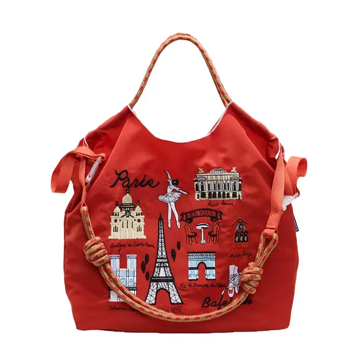 Sac à bandoulière en toile à motifs colorés pour femme, sac fourre-tout décontracté pour le quotidie