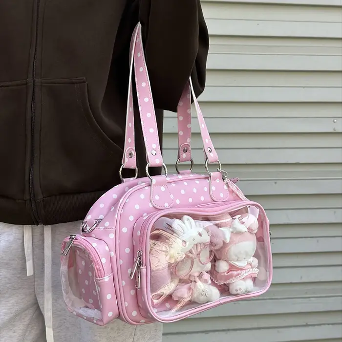 Sac Boston à pois avec fenêtre transparente