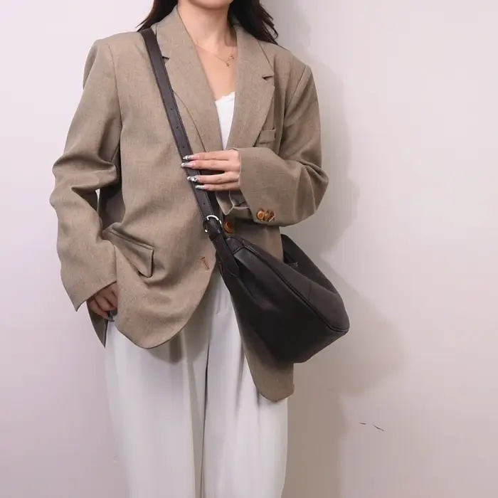 Sac à bandoulière pour femme en cuir véritable marron