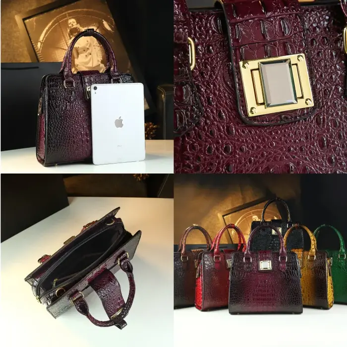 Sac à main pour femme, motif imitation crocodile, design rétro décontracté, bandoulière, grande capacité, pour usage quotidien