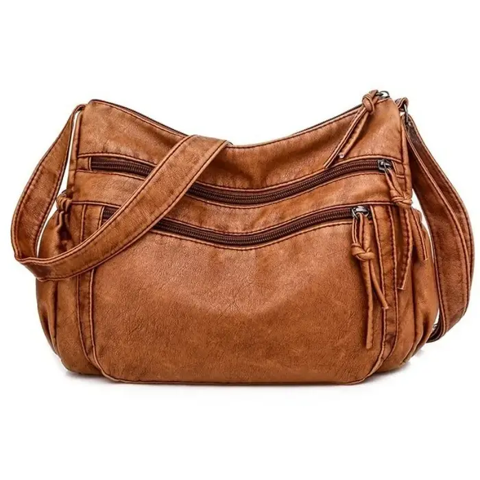 Sac à bandoulière en cuir lavé pour femmes