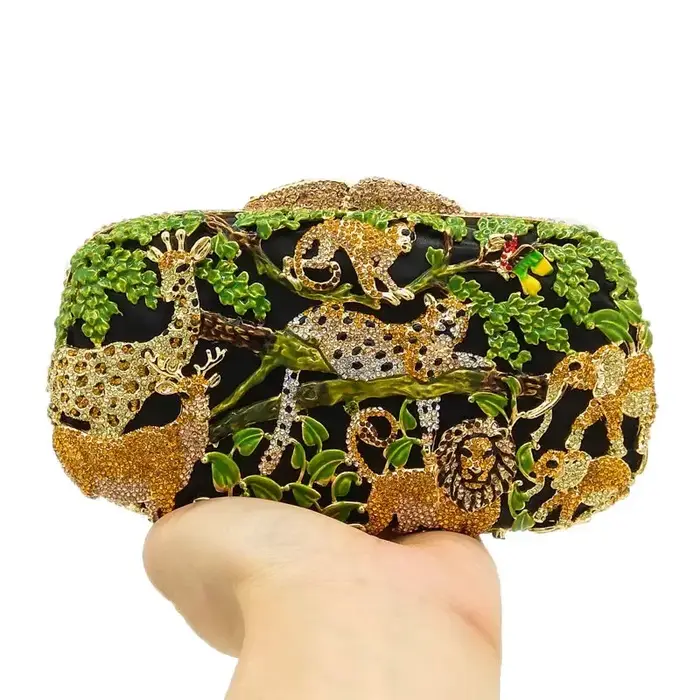 Boutique De FGG forêt Jungle femmes cristal animaux sacs De soirée fête strass sac à main mariée mariage pochette