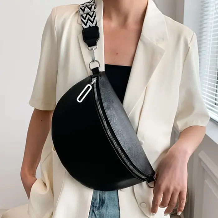 Sac à main en cuir PU à large sangle Jacquard pour femmes