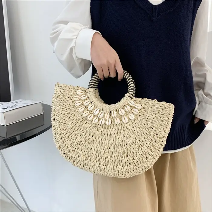 2025 été essentiel nouveaux sacs à main tissés en paille de haute qualité Style de créateur tempérament
