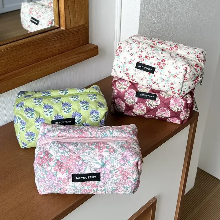 2025 Vintage Floral vanité étui doux Jacquard maquillage pochette femmes fermeture éclair