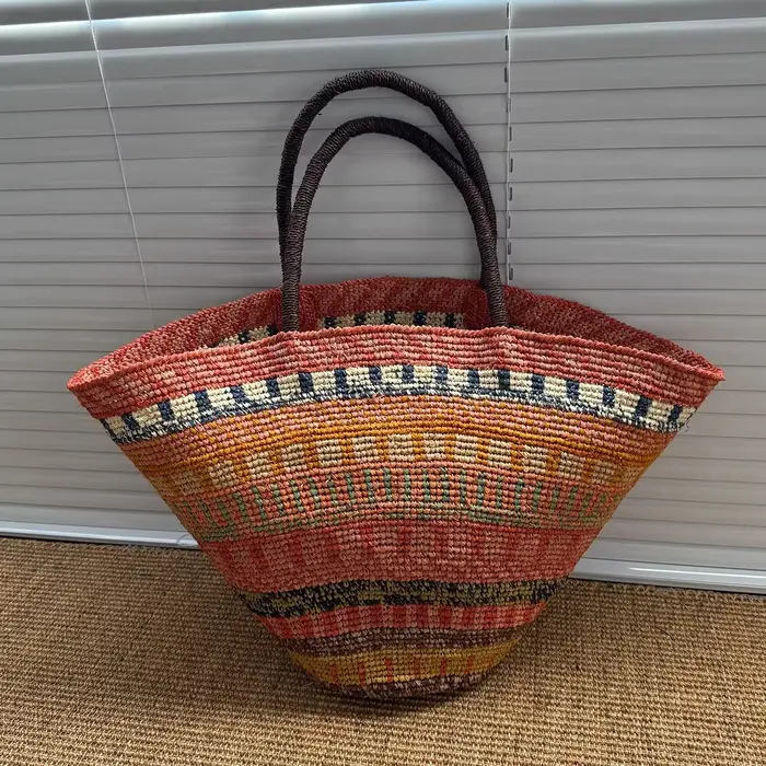 Sac à bandoulière en raphia coloré pour femme, sacs à main de luxe de créateur, grand sac fait main,