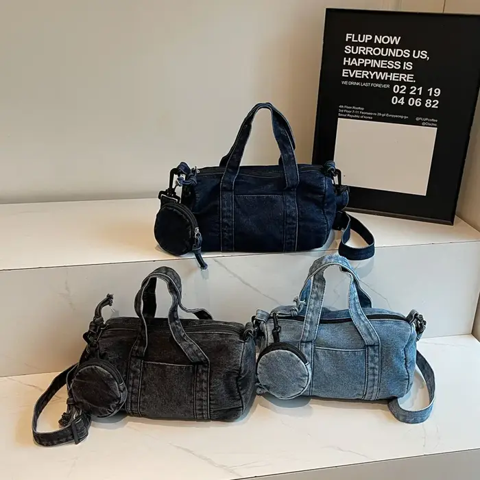 Sac messager vintage en jean pour femme