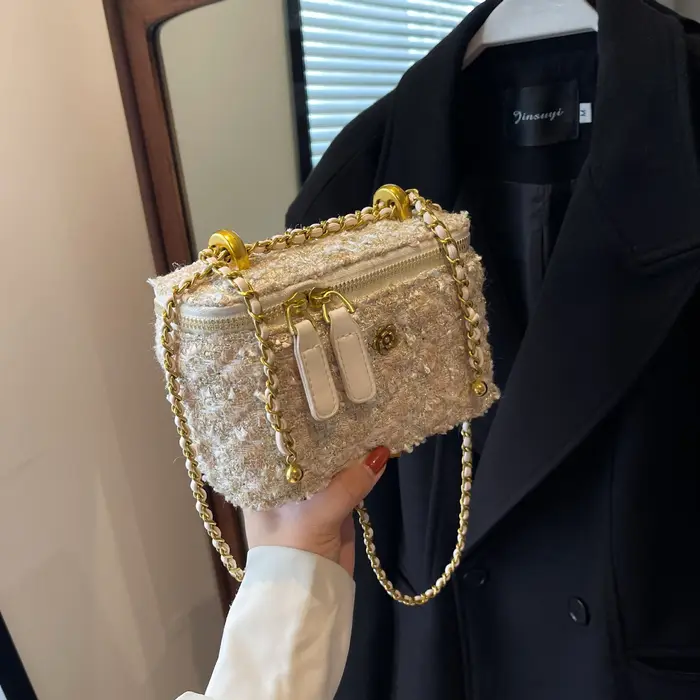 Sac à bandoulière en velours pour femme