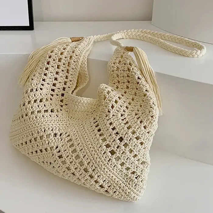 1Pc été décontracté Crochet sac à bandoulière Style Boho plage vacances fourre-tout sacs mode tissé sac tricoté Design