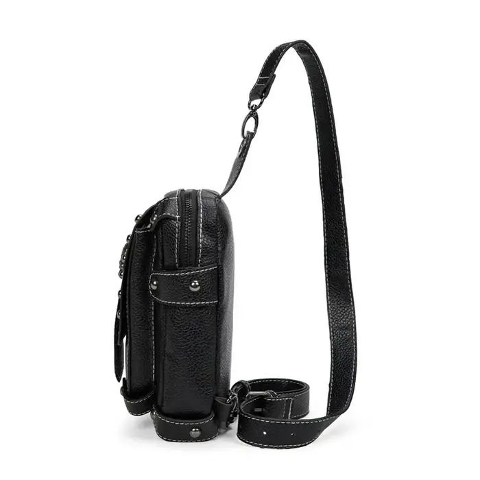 Sac à Bandoulière en Cuir PU Noir