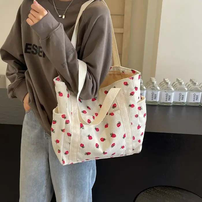 Sac fourre-tout en velours côtelé pour loisirs
