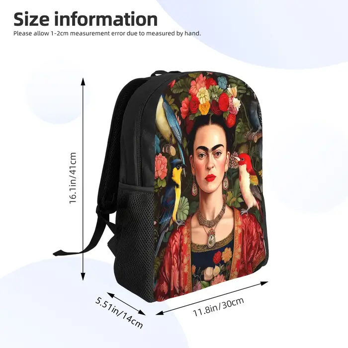 Sac à dos esthétique à imprimé floral F-Frida K-Kahlo