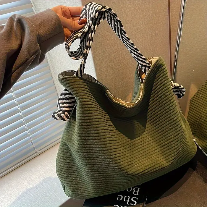 Sac fourre-tout en velours côtelé pour femmes