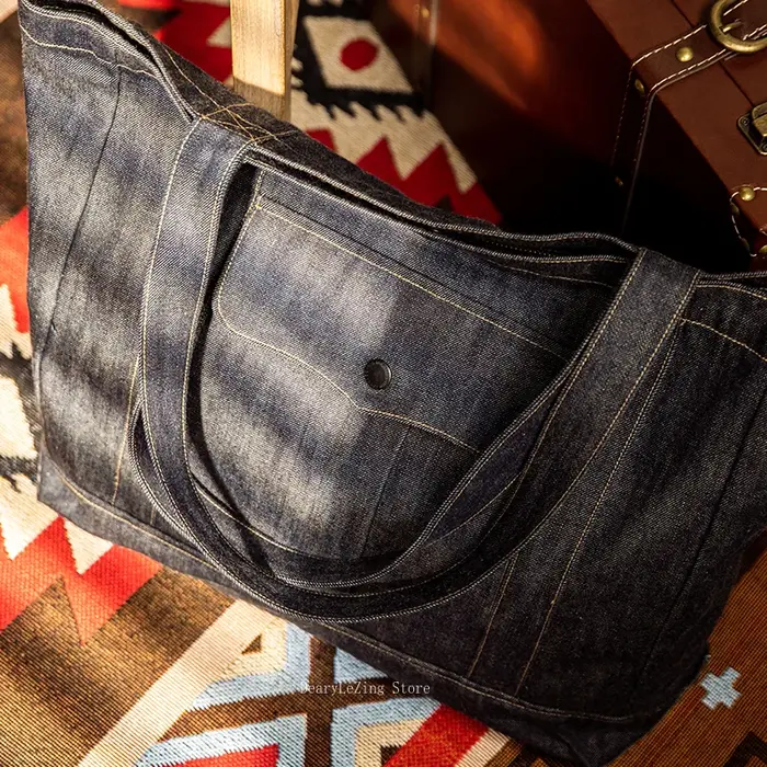 Sac fourre-tout en Denim à lisière Tornado rouge
