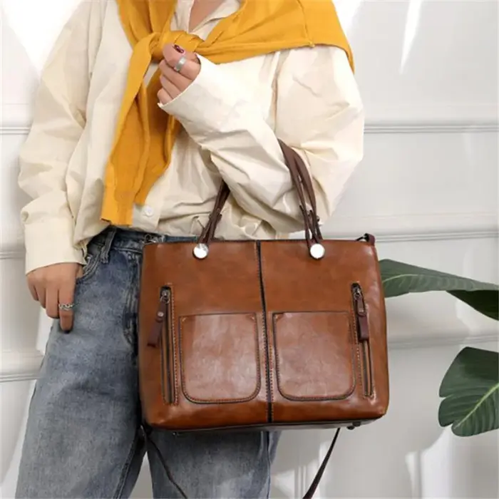 Sac à main en cuir rétro Europe America