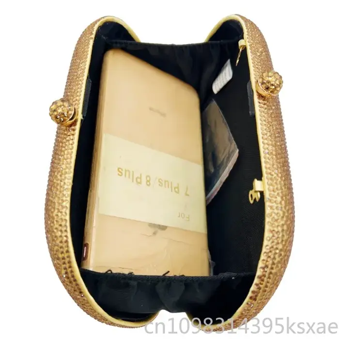 Pochette de soirée en cristal et strass avec chaîne