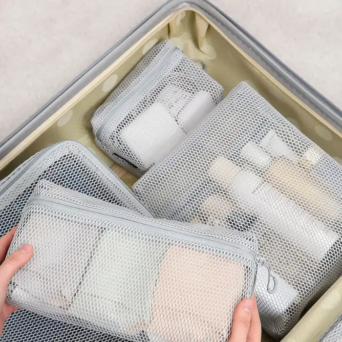 Pochette de rangement en Nylon décontractée, à main avec fermeture éclair, sac à cosmétiques, pochette de voyage en maille polyvalente