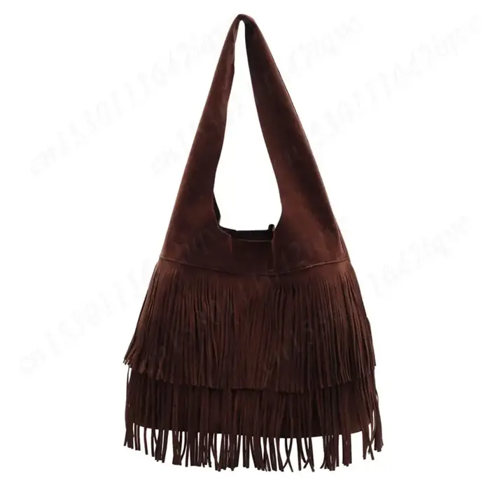 Sac sous les bras à franges en faux daim pour femme