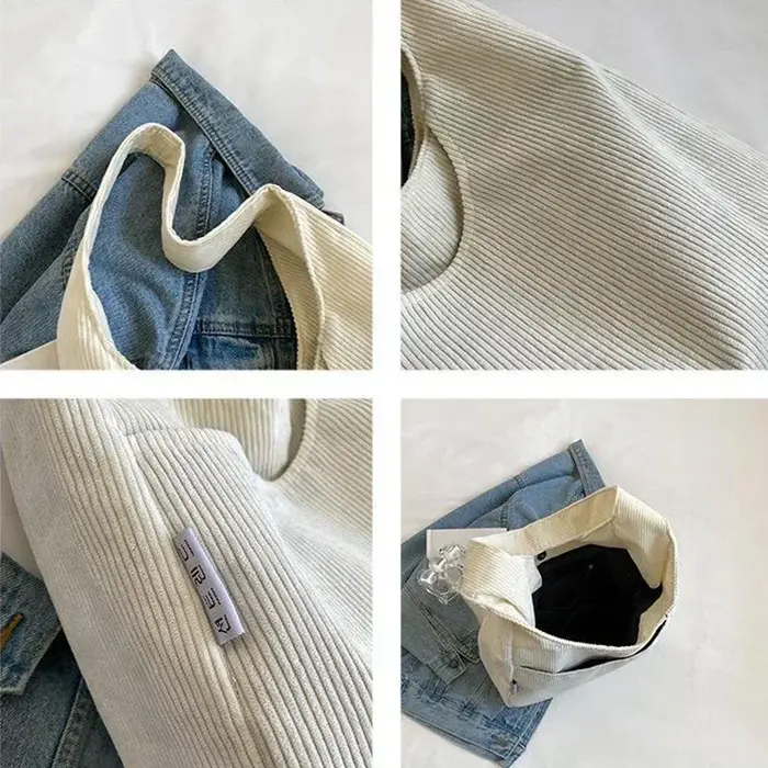 Toile épaule femmes sac fourre-tout velours côtelé Simple décontracté grande capacité sacs à main de créateur
