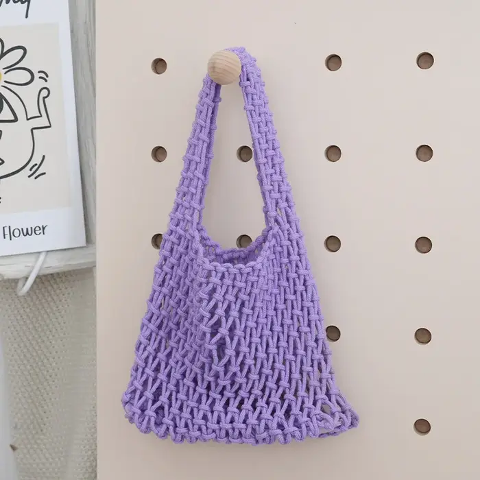 Sac fourre-tout en macramé ajouré style bohème