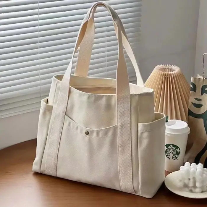 Sacs fourre-tout en toile de grande capacité pour le travail, sac de transport, tenue d'étudiant de 