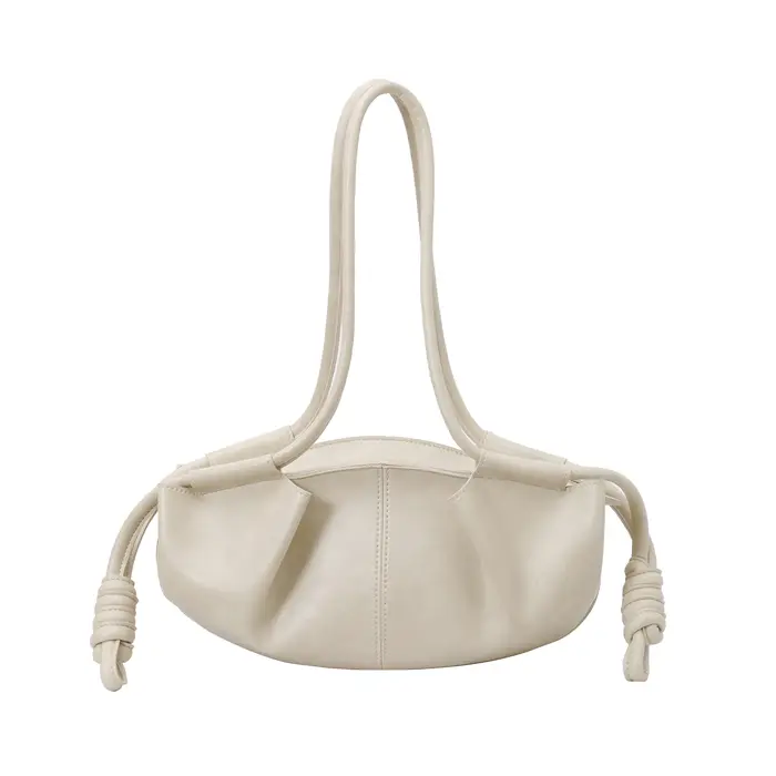 Sac à bandoulière en similicuir noir froissé pour femme, texture plissée, décoration nouée, sacs déc
