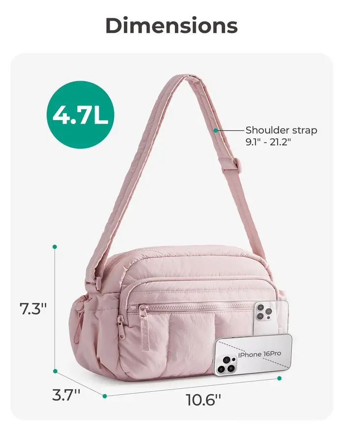 BAGSMART sac à bandoulière décontracté sac pour femme Anti-vol sac à main de voyage moyen matelassé sacs