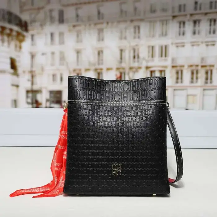 Sac seau CH pour femme, sac à bandoulière de luxe, grande capacité, sac à main en cuir avec foulard 