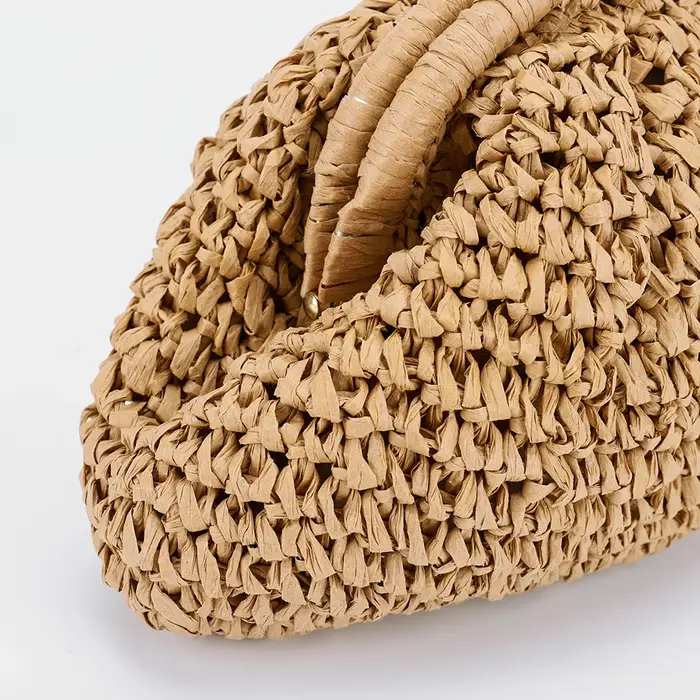 JOStrap-Sac tissé en paille pour femme, sac à main solide, sac à boulettes, grande capacité, fête et vacances, initié à la mode