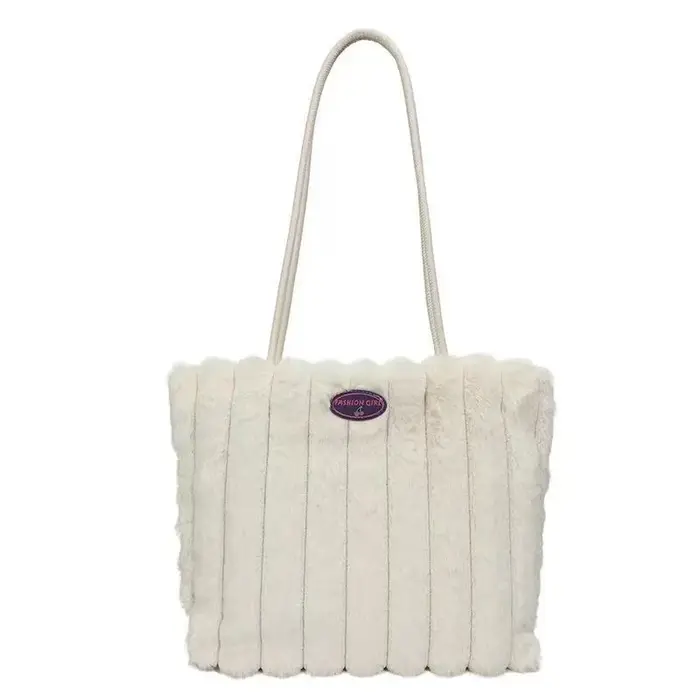 Sac fourre-tout en fausse fourrure pour femme, grande capacité, sac à bandoulière moelleux et peluch