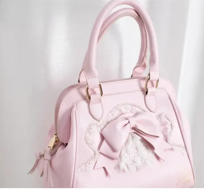 Sac fourre-tout grande capacité Lolita en dentelle avec nœud
