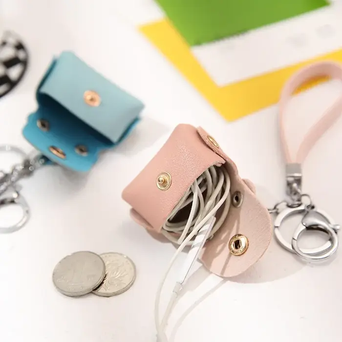 Mini porte-clés portefeuille en cuir PU