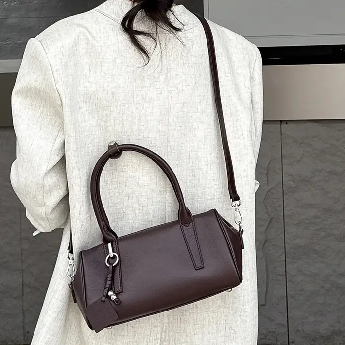 Sacs à bandoulière en cuir de vache véritable pour femmes, fourre-tout rétro Boston de styliste, sac