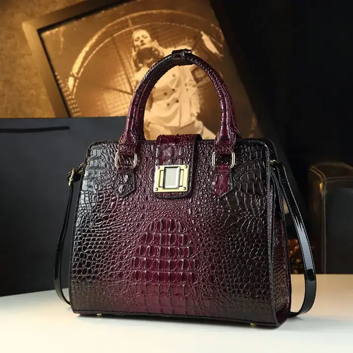 Sac à main pour femme, motif imitation crocodile, design rétro décontracté, bandoulière, grande capacité, pour usage quotidien