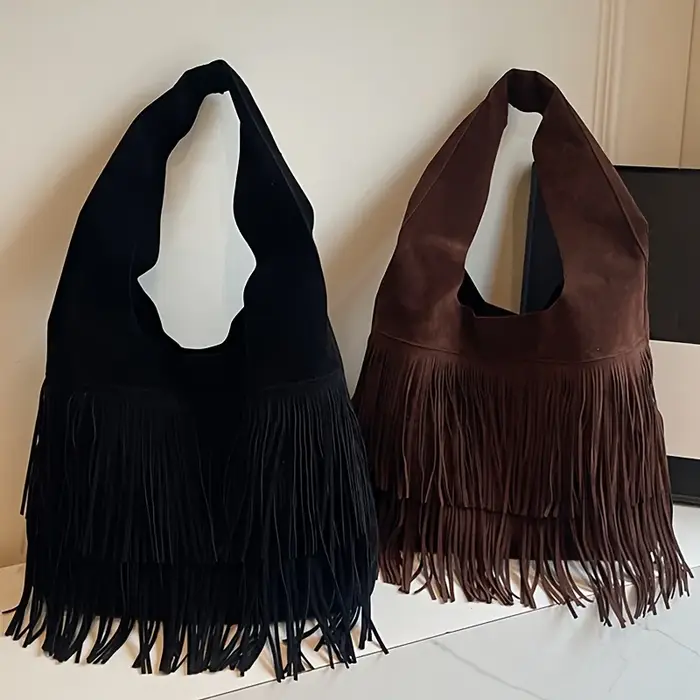 Perfect Lily Sac fourre-tout à pompons pour femme avec fermeture et frange