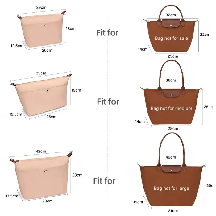 CRAZYSMITH insérer sac organisateur pour Longchamp sacs fourre-tout sac à main S/M/L luxe en Nylon sac