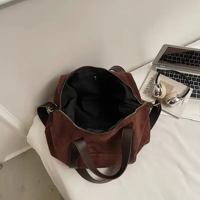 Nouveau sac à main pour femmes grands fourre-tout Faux daim femme épaule sacs à bandoulière grande capacité voyage Fitness sac marron bolsa