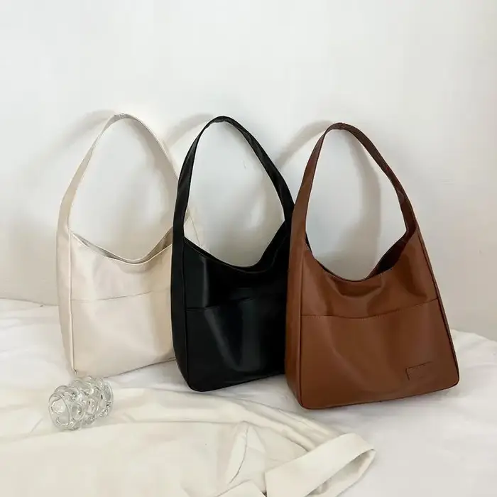 Sac à bandoulière en cuir PU souple pour femme avec poche
