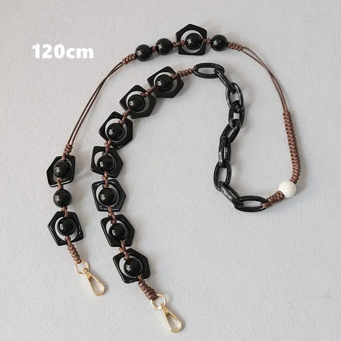 Nouvelle mode femme sac accessoire détachable Vintage noir perle chaîne acrylique sac corde sangle femmes sac à main