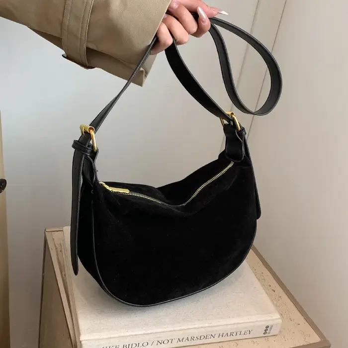 Sac à bandoulière Vintage en daim, décontracté, assorti avec tout, grande capacité, fermeture éclair