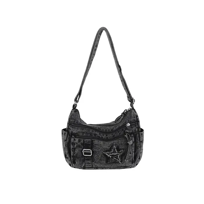 Sac en denim Durable pour femmes, sac fourre-tout étoile multi-poches de grande capacité, sac à band