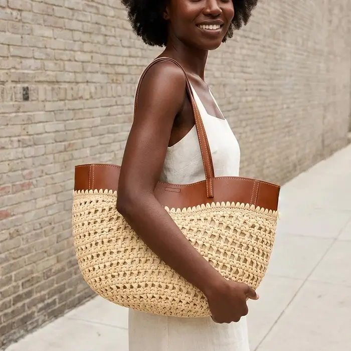 Sac de plage en raphia tressé pour femme