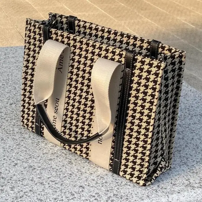 Sac fourre-tout pied-de-poule pour femmes